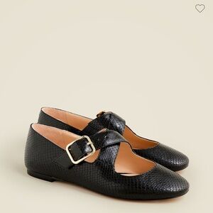 NWT Logan crisscross Mary Jane ballet flats in snake-embossed Italian leather